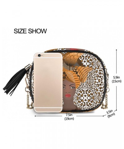 Small Crossbody Bag African Woman in Leopard Print Womens Shoulder Chain Bag PU Leather Small Purse With Tassel $11.04 Should...