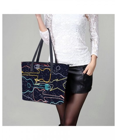 Womens Handbag Music Electric Guitars Leather Tote Bag Top Handle Satchel Bags For Lady $20.99 Totes