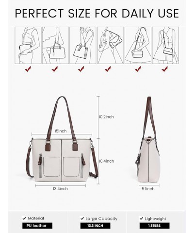 Purses Tote Bag for Women, Handbags Large Shoulder Bag, Leather Work Bags with Multi-Pockets, Designer Hobo Satchel Beige $21...