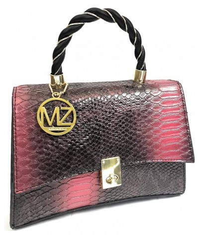 Black VEGAN Leather Python Skin Texture Shoulder/Crossbody Handbags Red $20.27 Crossbody Bags