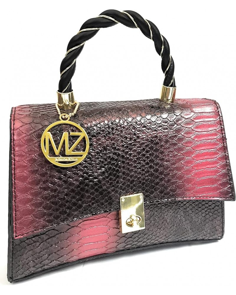 Black VEGAN Leather Python Skin Texture Shoulder/Crossbody Handbags Red $20.27 Crossbody Bags