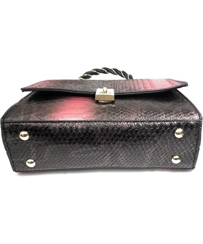 Black VEGAN Leather Python Skin Texture Shoulder/Crossbody Handbags Red $20.27 Crossbody Bags