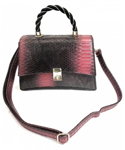 Black VEGAN Leather Python Skin Texture Shoulder/Crossbody Handbags Red $20.27 Crossbody Bags