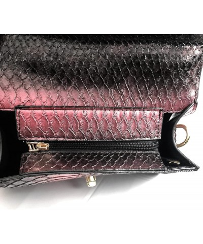 Black VEGAN Leather Python Skin Texture Shoulder/Crossbody Handbags Red $20.27 Crossbody Bags