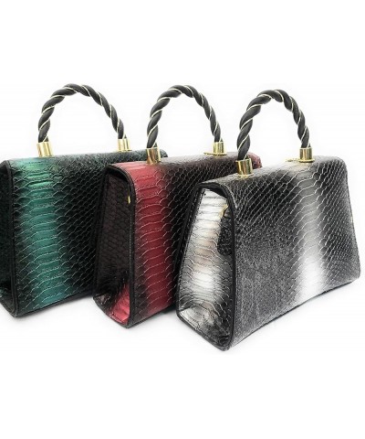 Black VEGAN Leather Python Skin Texture Shoulder/Crossbody Handbags Red $20.27 Crossbody Bags