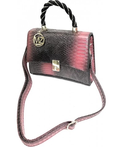 Black VEGAN Leather Python Skin Texture Shoulder/Crossbody Handbags Red $20.27 Crossbody Bags