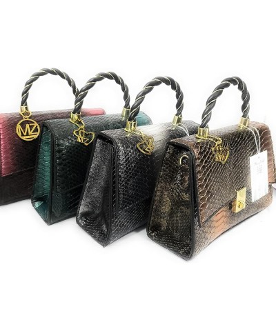 Black VEGAN Leather Python Skin Texture Shoulder/Crossbody Handbags Red $20.27 Crossbody Bags