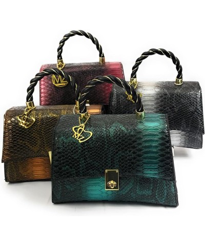 Black VEGAN Leather Python Skin Texture Shoulder/Crossbody Handbags Red $20.27 Crossbody Bags