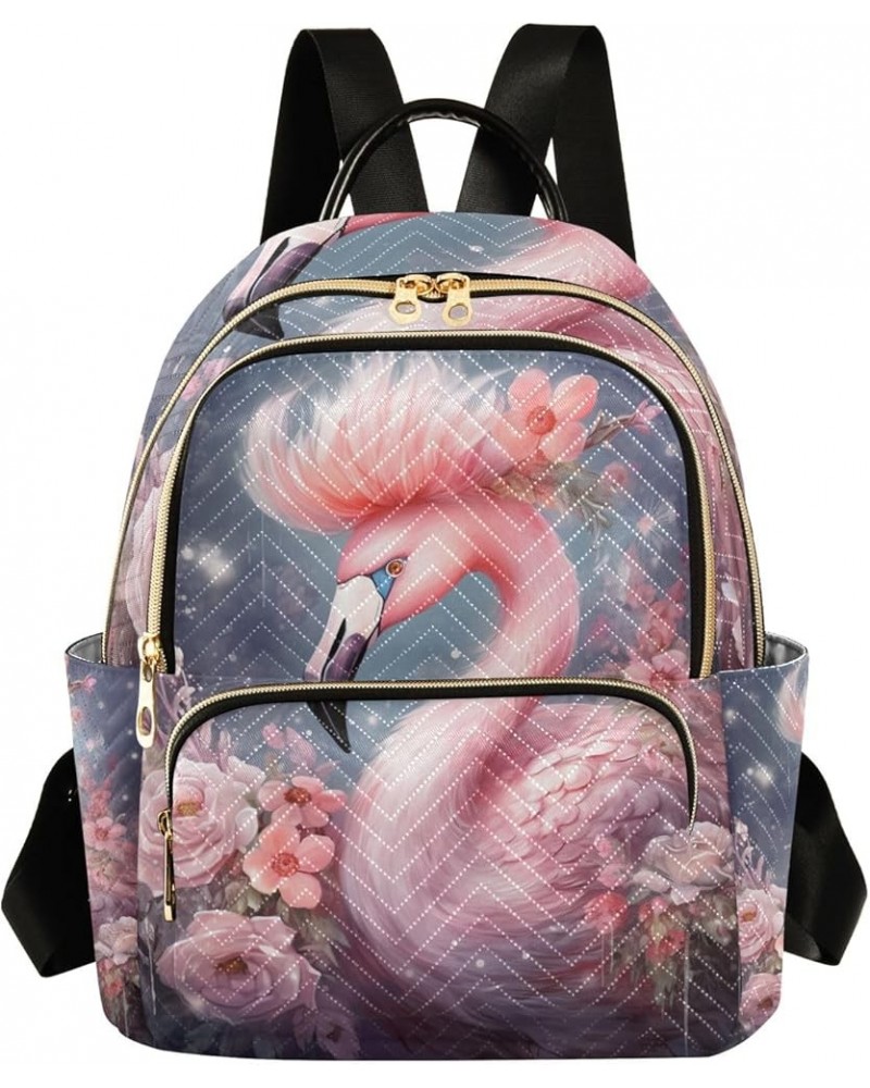 Mini Backpack Purse for Women, Queen Flamingo Flowers Travel Bag Casual Daypack Shoulder Bag Medium $17.91 Backpacks