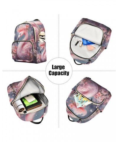 Mini Backpack Purse for Women, Queen Flamingo Flowers Travel Bag Casual Daypack Shoulder Bag Medium $17.91 Backpacks