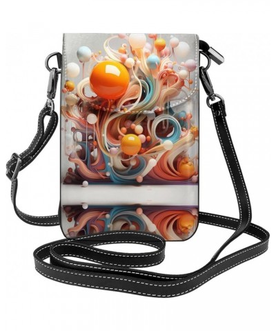 3d Colorful Swirls And Balls Stylish And Secure Cell Phone Purse Wallet Crossbody - Perfect For Daily Use And Travel 3d Color...