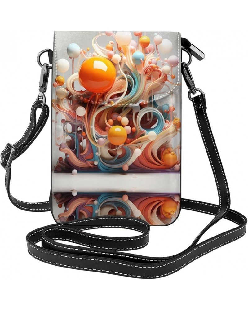 3d Colorful Swirls And Balls Stylish And Secure Cell Phone Purse Wallet Crossbody - Perfect For Daily Use And Travel 3d Color...