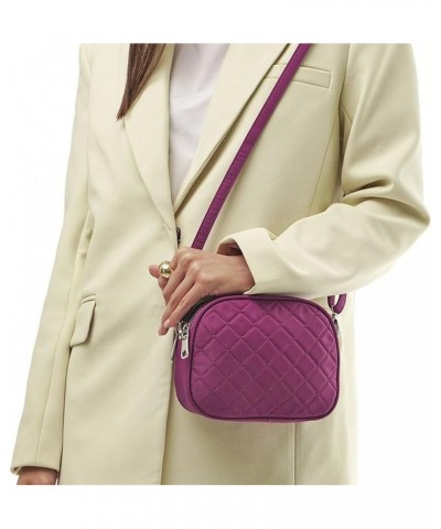 Women Lattice Shoulder Bag Versatile Classic Sling Bag Multi Pocket Strap Adjustable Fasion Chic Messenger Bag Purple $9.51 S...