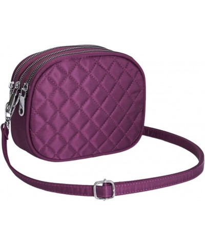 Women Lattice Shoulder Bag Versatile Classic Sling Bag Multi Pocket Strap Adjustable Fasion Chic Messenger Bag Purple $9.51 S...