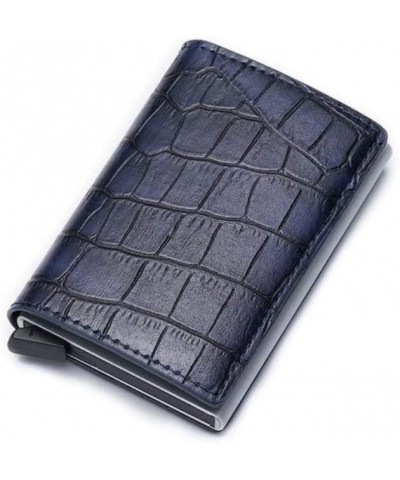 Wallet RFID Anti-Theft Pop-Up Crocodile Leather Card Holder Wallet, Aluminum Bank Card Case Blue $11.25 Wallets