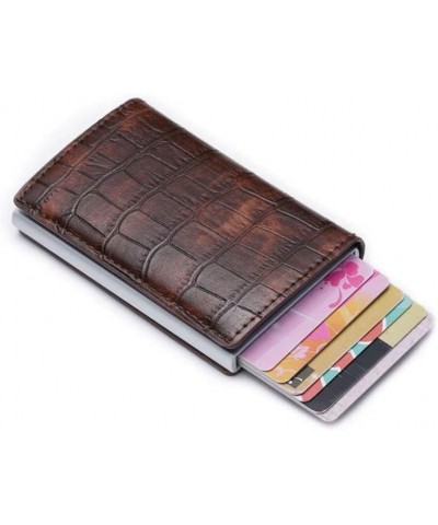 Wallet RFID Anti-Theft Pop-Up Crocodile Leather Card Holder Wallet, Aluminum Bank Card Case Blue $11.25 Wallets