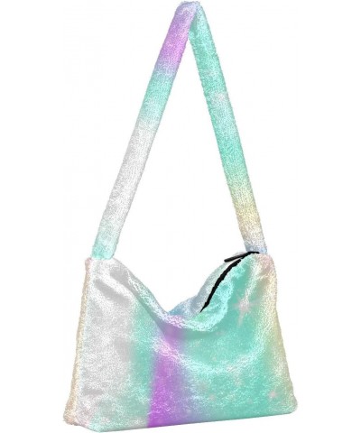 Women Boho Handbag Universe Rainbow Starry Magic Underarm Bag Tote Bag Shoulder Bag Crossbody Bag Fluffy Cell Phone Purse Lad...