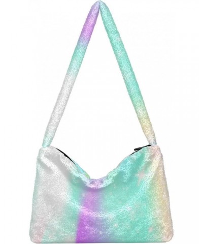 Women Boho Handbag Universe Rainbow Starry Magic Underarm Bag Tote Bag Shoulder Bag Crossbody Bag Fluffy Cell Phone Purse Lad...