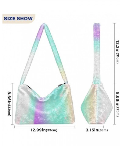 Women Boho Handbag Universe Rainbow Starry Magic Underarm Bag Tote Bag Shoulder Bag Crossbody Bag Fluffy Cell Phone Purse Lad...