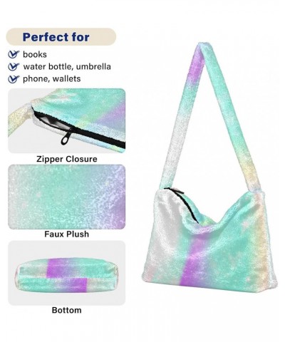 Women Boho Handbag Universe Rainbow Starry Magic Underarm Bag Tote Bag Shoulder Bag Crossbody Bag Fluffy Cell Phone Purse Lad...