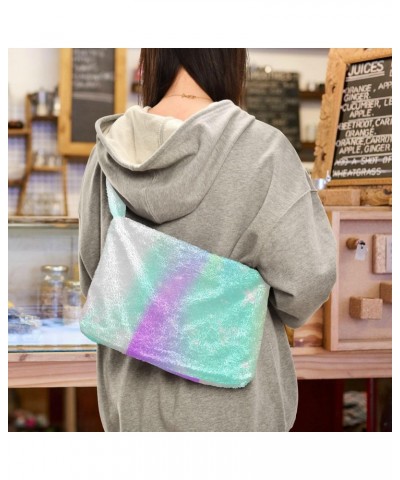 Women Boho Handbag Universe Rainbow Starry Magic Underarm Bag Tote Bag Shoulder Bag Crossbody Bag Fluffy Cell Phone Purse Lad...