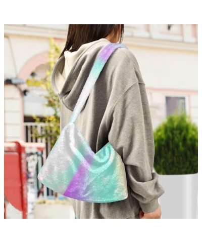 Women Boho Handbag Universe Rainbow Starry Magic Underarm Bag Tote Bag Shoulder Bag Crossbody Bag Fluffy Cell Phone Purse Lad...