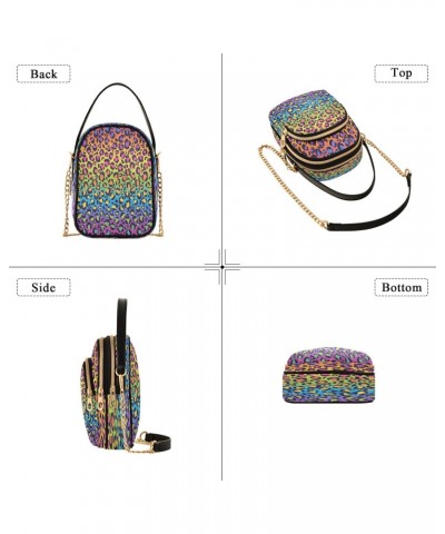 Crossbody Bags Crossbody Purse Chest Bag Bright Rainbow Color Leopard for Women Trendy $11.28 Crossbody Bags