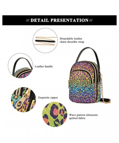 Crossbody Bags Crossbody Purse Chest Bag Bright Rainbow Color Leopard for Women Trendy $11.28 Crossbody Bags