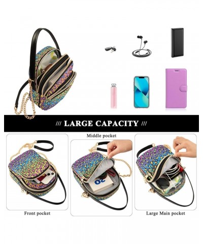 Crossbody Bags Crossbody Purse Chest Bag Bright Rainbow Color Leopard for Women Trendy $11.28 Crossbody Bags