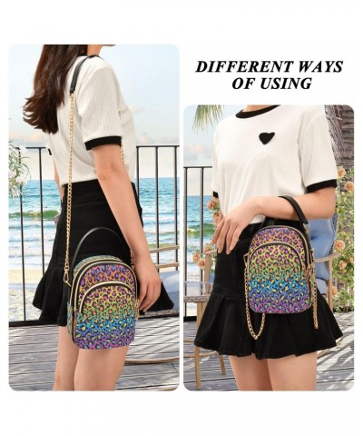 Crossbody Bags Crossbody Purse Chest Bag Bright Rainbow Color Leopard for Women Trendy $11.28 Crossbody Bags