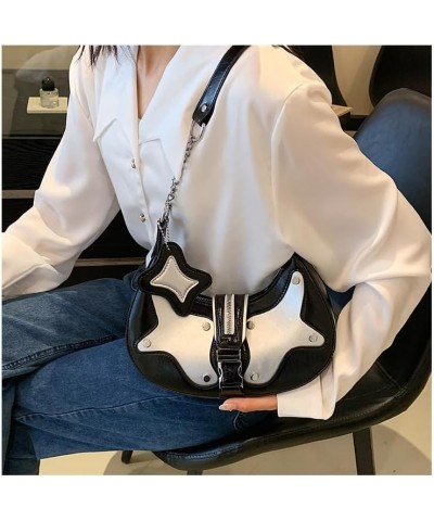 Y2K Underarm Bag Punk Leather Handbag Mini Tote Bag Sparkly Purses for Women Small shoulder Bag Black $15.35 Shoulder Bags