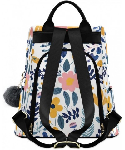 Cartoon Spring Leaves Flowers Womens Backpack Purse Anti Theft Travel Shoulder Bag Casual Daypack Backpack for Work Travel La...