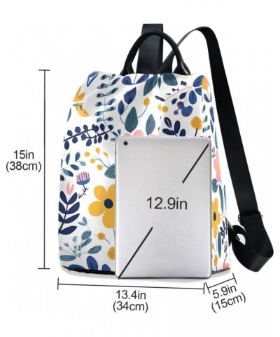 Cartoon Spring Leaves Flowers Womens Backpack Purse Anti Theft Travel Shoulder Bag Casual Daypack Backpack for Work Travel La...