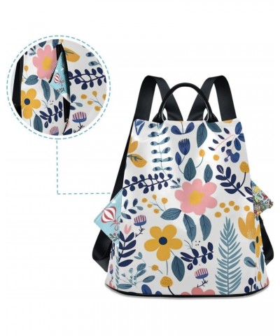 Cartoon Spring Leaves Flowers Womens Backpack Purse Anti Theft Travel Shoulder Bag Casual Daypack Backpack for Work Travel La...