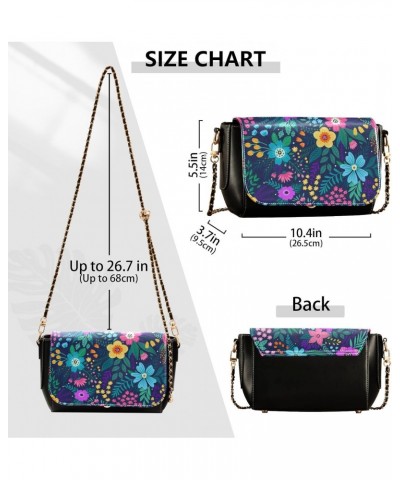 Colorful Flowers Crossbody Bags for Women Retro Cross Body Purse Small PU Leather Shoulder Handbags with Chain Strap $15.05 C...