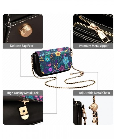 Colorful Flowers Crossbody Bags for Women Retro Cross Body Purse Small PU Leather Shoulder Handbags with Chain Strap $15.05 C...