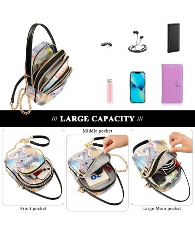 Small Crossbody Cell Phone Bag for Women, Cute Koala White Mini Over Shoulder Handbag Purse with Credit Card Slots Cute Eleph...