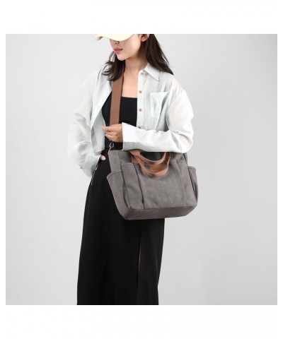 Hobo Crossbody Bags for Women Trendy Canvas Top-handle HandBag Multi-pocket Light Going Out Purse Pocketbooks (Gray) Gray $32...