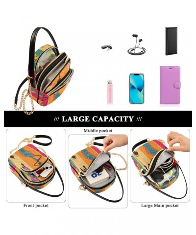 African Women Crossbody Bag for Women Cell Phone Purse Wallet with Removable Chain Shoulder Handbag for Work Phone Passport T...