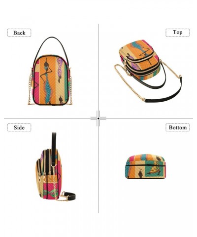 African Women Crossbody Bag for Women Cell Phone Purse Wallet with Removable Chain Shoulder Handbag for Work Phone Passport T...