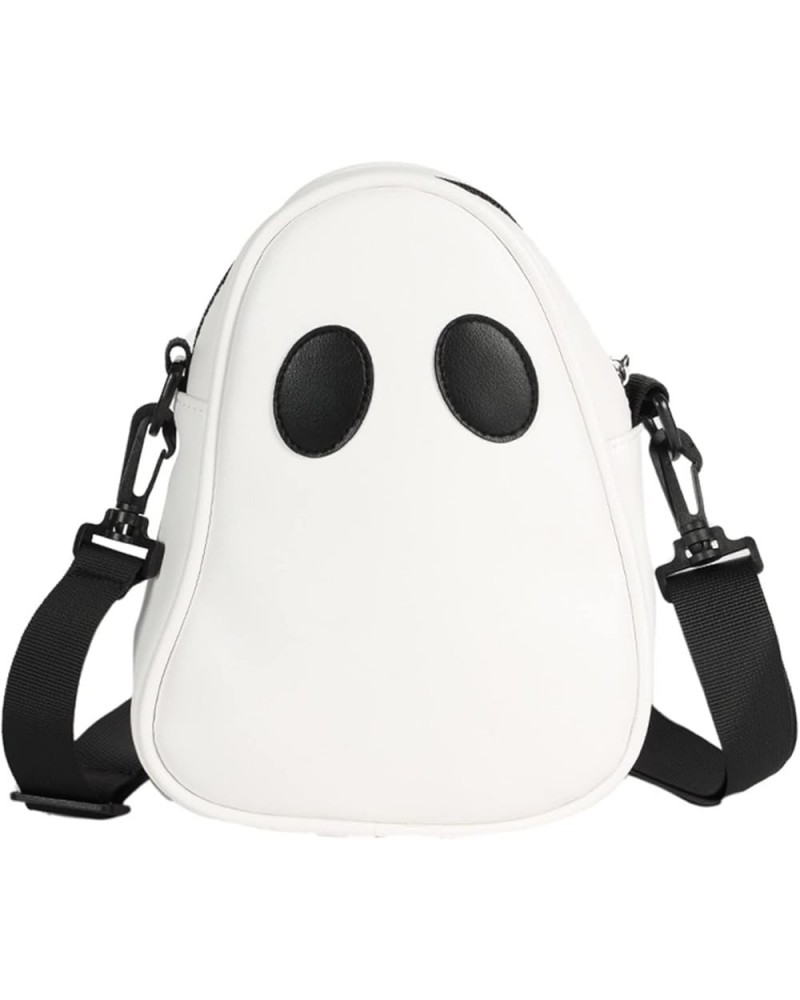 Novelty PU Leather Ghost Bag Halloween Holiday Ghost Purse Funny Shoulder Bag Couple Mini Phone Bag for Women & Men A-white $...