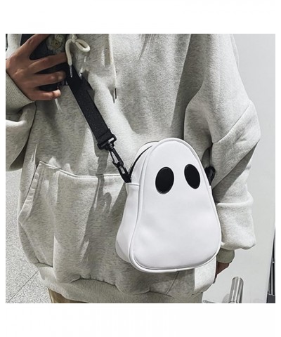 Novelty PU Leather Ghost Bag Halloween Holiday Ghost Purse Funny Shoulder Bag Couple Mini Phone Bag for Women & Men A-white $...