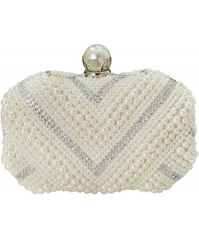 Pearl Cutch Purses for Women Beaded Evening Bag Rhinestone Shoulder Bag Bridal Wedding Purse Beige $20.67 Evening Bags