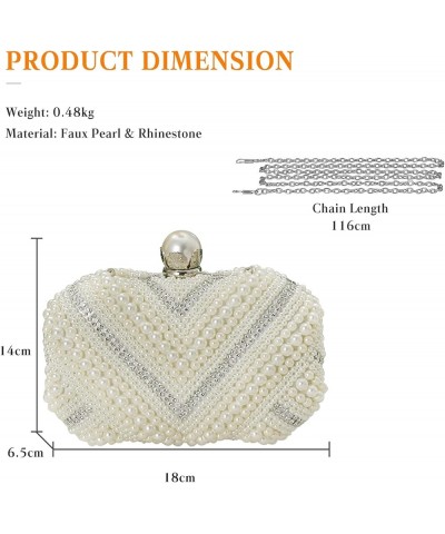 Pearl Cutch Purses for Women Beaded Evening Bag Rhinestone Shoulder Bag Bridal Wedding Purse Beige $20.67 Evening Bags