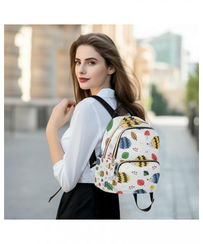 Women Backpack Rainbow Funny Hedgehog Mushroom Leaf Anti-Theft Travel Backpack with Luggage Belt Lightweight Handbag Lady Pur...