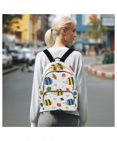 Women Backpack Rainbow Funny Hedgehog Mushroom Leaf Anti-Theft Travel Backpack with Luggage Belt Lightweight Handbag Lady Pur...