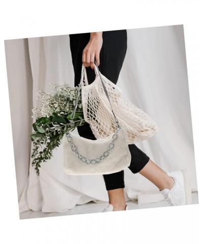 1pc Plush Shoulder Bag Sling Bags for Women Crossbody Hobo Handbag Wallet Crossbody for Women Faux Fur White $8.95 Totes