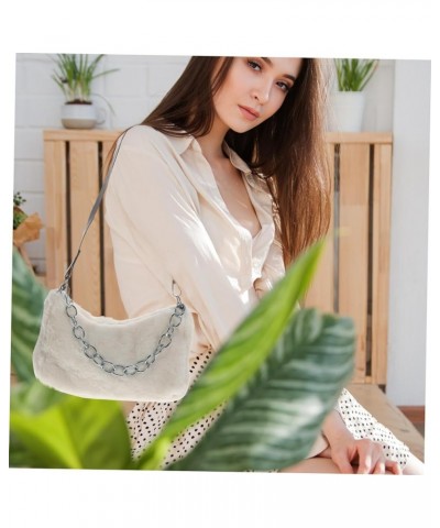 1pc Plush Shoulder Bag Sling Bags for Women Crossbody Hobo Handbag Wallet Crossbody for Women Faux Fur White $8.95 Totes