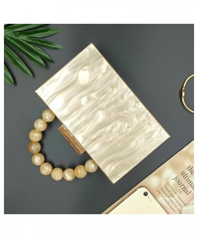 Women Acrylic Clutch Purse Marbled Evening Shoulder Bag for Wedding Cocktail Party Prom 4-apricot $18.00 Evening Bags