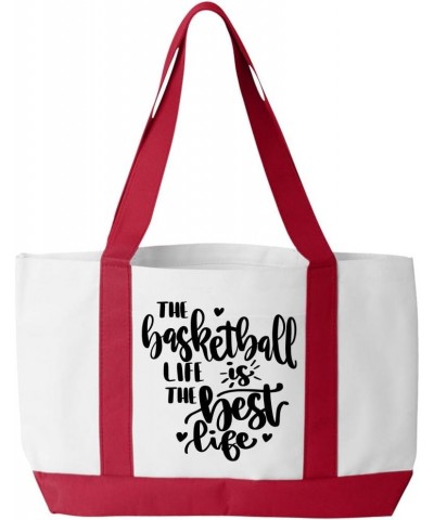 Basketball Is My Life Exercise Tote Bag For Mens Basketball Hoops Players White/Red $13.93 Shoulder Bags